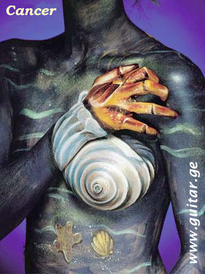 www.guitar.ge - Signs of the Zodiac. Cancer sign, body art, tattoo, piercing, picture, photo, art, colour, paint